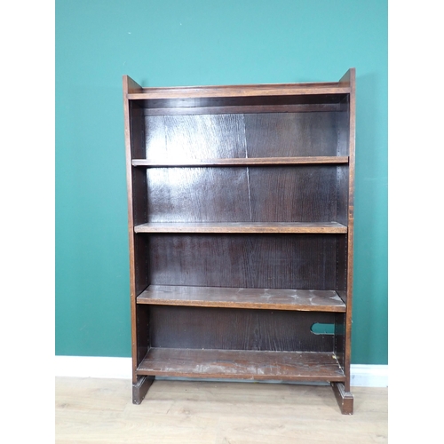 797 - An oak open Bookcase with adjustable shelves 4ft 9in H x 3ft 2in W