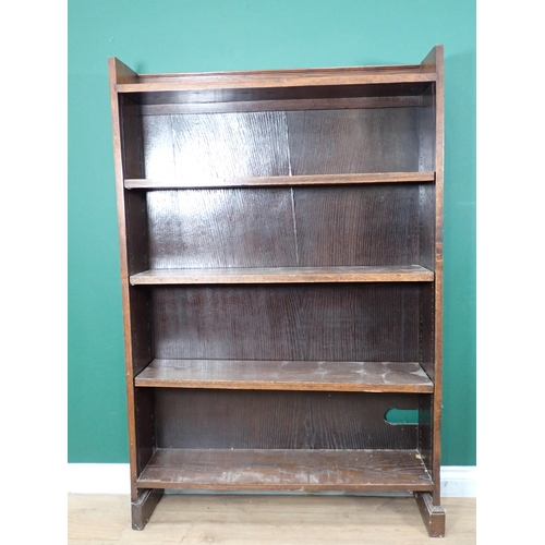 797 - An oak open Bookcase with adjustable shelves 4ft 9in H x 3ft 2in W