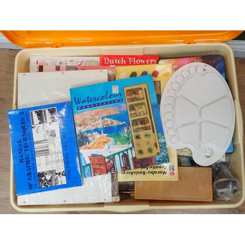 803 - A box of Artist's Materials, Pads and an Office Chair