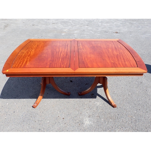 810 - A modern hardwood extending Dining Table with two spare leaves 8ft 4in L x 2ft 6in H and ten Dining ... 