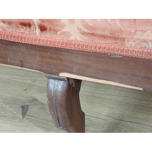 821 - A 19th Century mahogany framed Sofa on cabriole supports 5ft 10in W x 3ft H