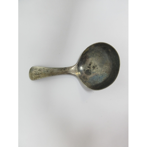 6 - A William IV silver Caddy Spoon, old English pattern, engraved initial E, Birmingham 1832, maker: J.... 