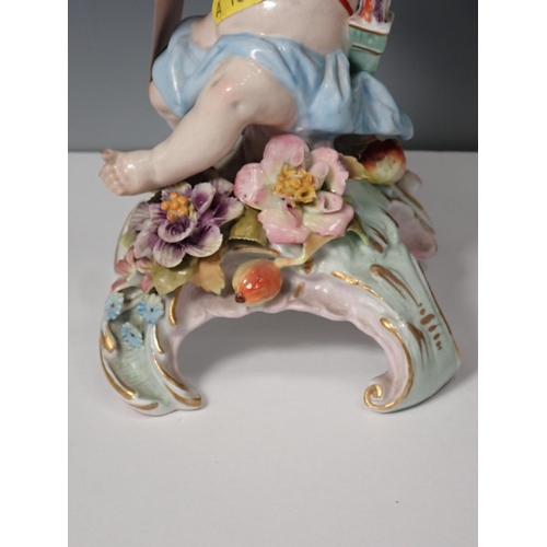 222 - An 18th Century Continental porcelain Tazza with cherub support A/F 12 1/2in H