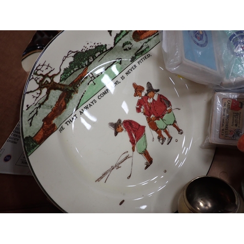 335 - A 1920's Golfing Tankard, Doulton Golfing Plate, Royal Doulton 'Golfer' Character Jug and other Golf... 