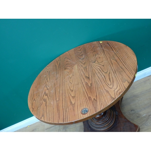 616 - An oak topped circular Pub Table 3ft D x 2ft 6in H