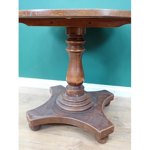 616 - An oak topped circular Pub Table 3ft D x 2ft 6in H