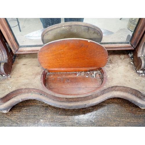 628 - An oak demi-lune Side Table Table in the 17th Century style 2ft 8in W x 2ft 4in H and a Victorian ma... 