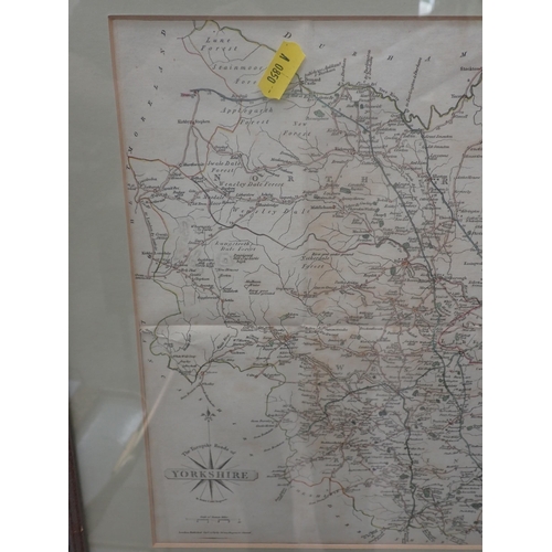 787A - A framed Map of the Turnpike Roads of Yorkshire, 11 1/2 x 14in