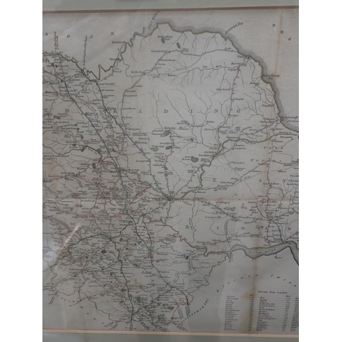 787A - A framed Map of the Turnpike Roads of Yorkshire, 11 1/2 x 14in