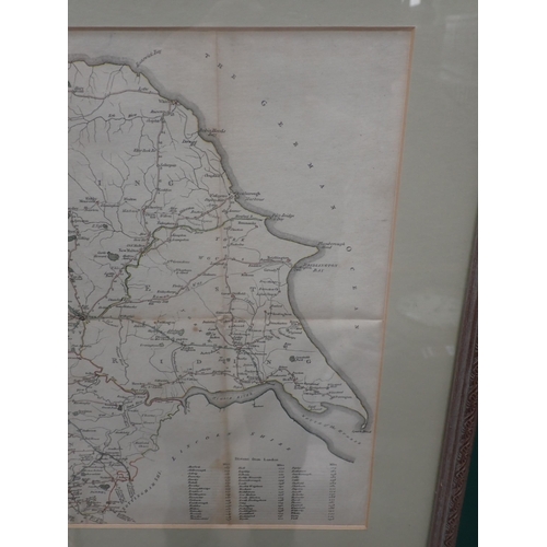 787A - A framed Map of the Turnpike Roads of Yorkshire, 11 1/2 x 14in