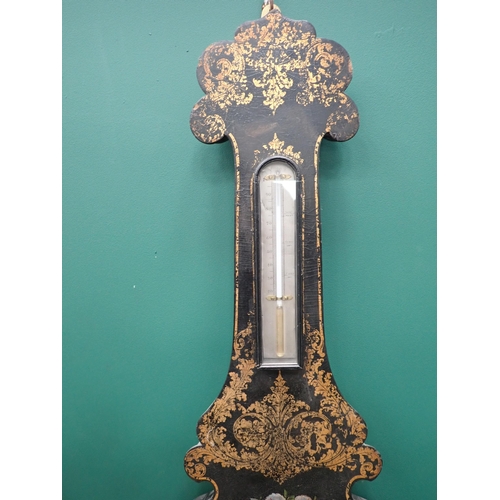 816 - A 19th Century painted and lacquered Barometer A/F 3ft 2in L