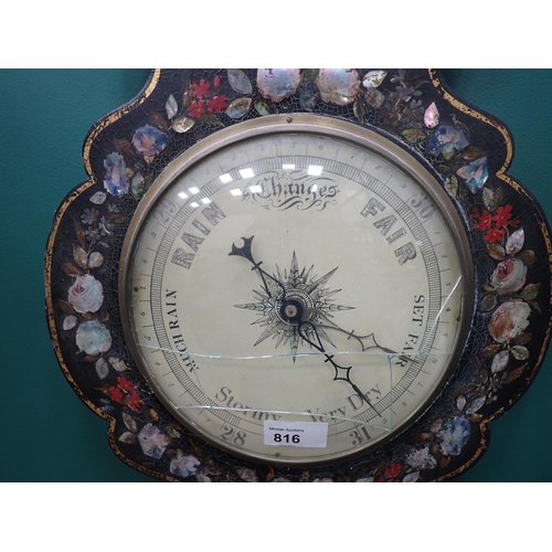 816 - A 19th Century painted and lacquered Barometer A/F 3ft 2in L