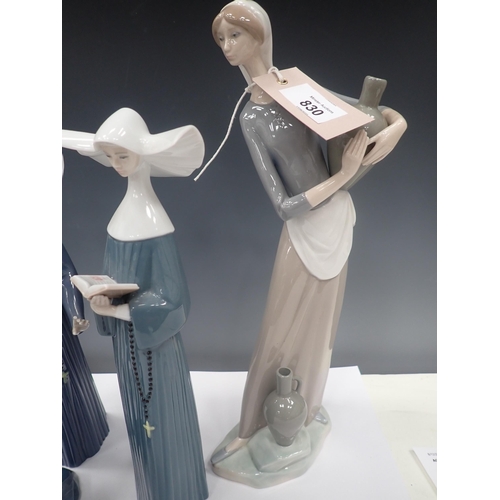 830 - Four Lladro Figurines of Nuns and two other female Figures