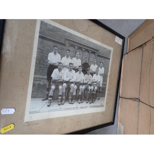 422 - A framed photographic print depicting Evesham Wanderers Football Team; a printed advertising poster ... 