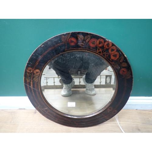 835 - A circular Wall Mirror with fruit and leafage decoration, 20 1/2inches diam