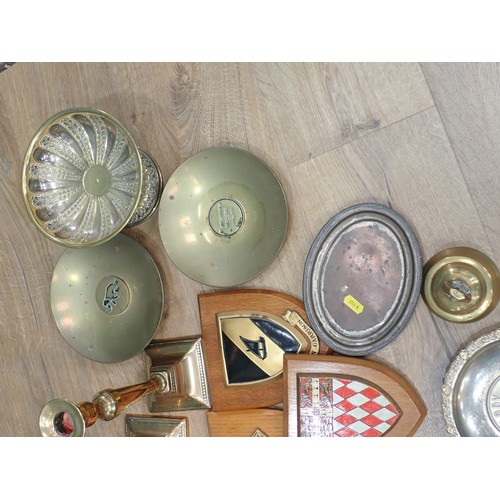 509 - A box of Regimental Plaques, Candlesticks, etc.

Table lamp WITHDRAWN from this lot