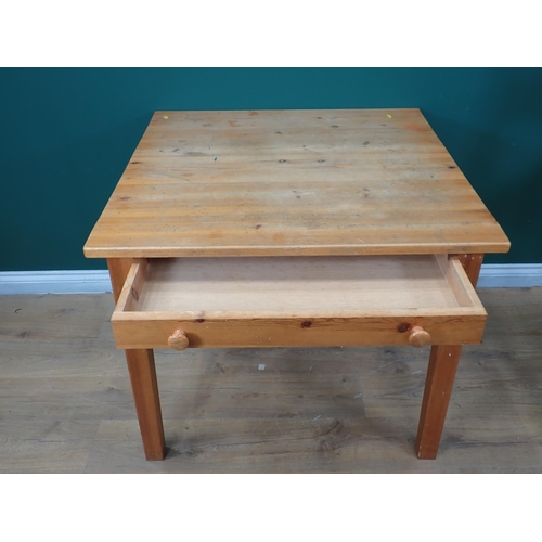 272 - A modern pine Kitchen Table fitted single drawer 3ft W x 2ft 5in H