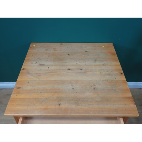 272 - A modern pine Kitchen Table fitted single drawer 3ft W x 2ft 5in H