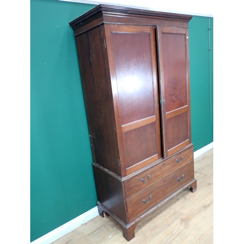 392 - A 19th Century panelled mahogany Linen Press fitted two drawers to base 6ft 9in H x 3ft 10in W