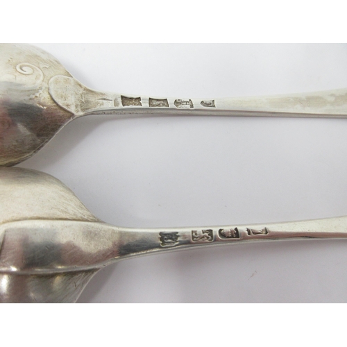 106 - Two George III silver Table Spoons, old English pattern engraved initials, Exeter 1778, and London 1... 