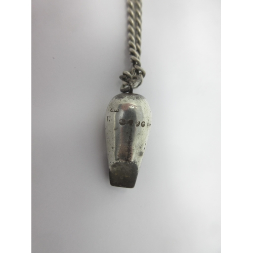 107 - A Victorian silver Whistle, London 1881, maker: S. Mordan, and a chain link Necklace