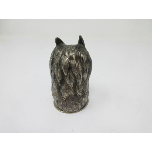 123 - A Continental silver owl head Stirrup Cup, marked 800