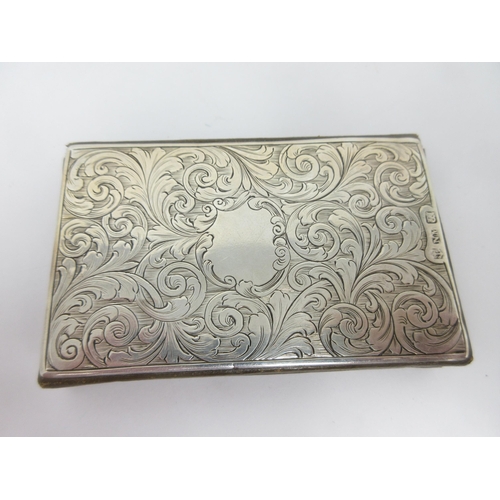 133 - A Victorian silver small Card Case engraved King's College, Cambridge, the reverse with leafage scro... 