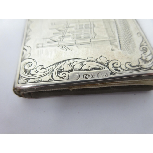 133 - A Victorian silver small Card Case engraved King's College, Cambridge, the reverse with leafage scro... 