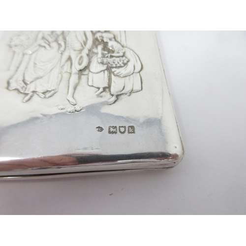 141 - An Edward VII silver Card Case with family group to front and reverse, London 1905, maker: W. Comyns