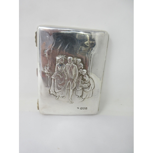 141 - An Edward VII silver Card Case with family group to front and reverse, London 1905, maker: W. Comyns