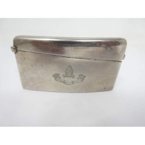 142 - A Victorian silver curved Card Case, engraved crest and motto, Sheffield 1897