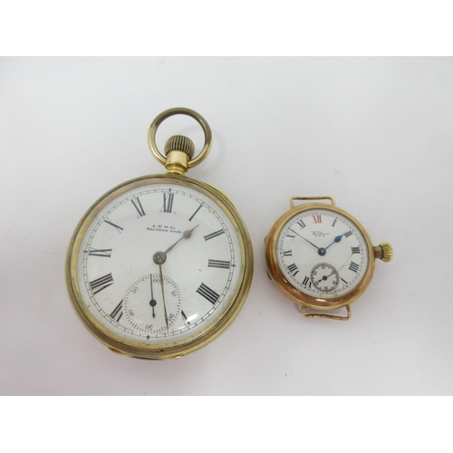 A Waltham Ladies Wristwatch with subsidiary seconds dial in 9ct gold ...