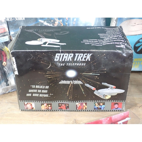 17 - A box of Star Trek Models and Collector's Items including Classic Star Trek Figure Set, Figures, Tal... 