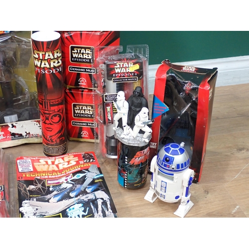 19 - A box of Star Wars Collectables including Room Alarm, Watch, Mugs, etc.