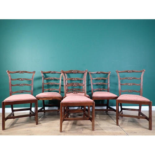 262 - A set of six Georgian style mahogany Dining Chairs with pink drop in seats