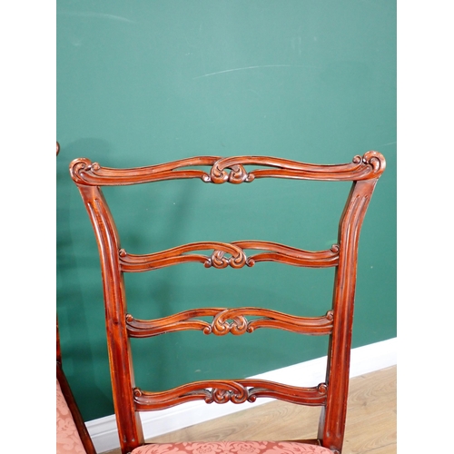 262 - A set of six Georgian style mahogany Dining Chairs with pink drop in seats