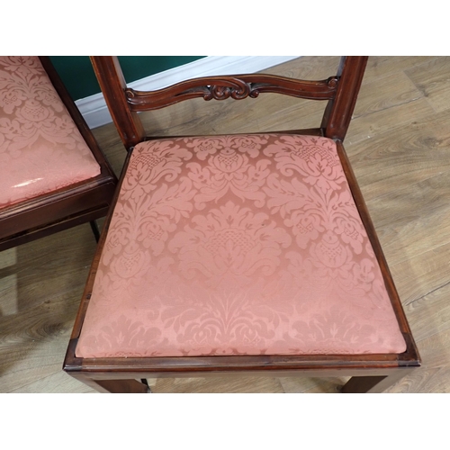 262 - A set of six Georgian style mahogany Dining Chairs with pink drop in seats