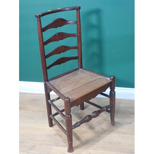 263 - A 19th Century Country Chair and a 19th Century mahogany bow fronted Side Table on turned supports 3... 