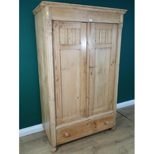 277 - A 19th Century pine two door Wardrobe fitted single drawer to base 5ft 11in H x 3ft 7in W