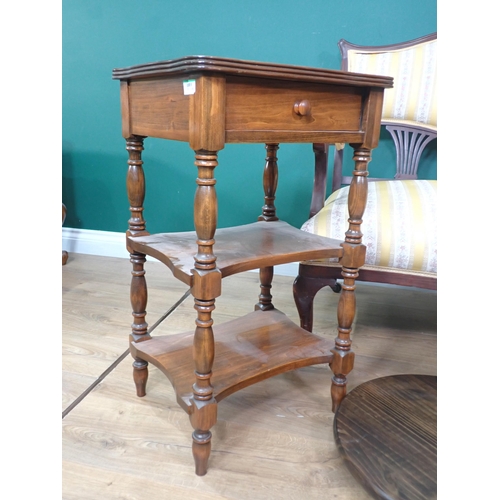 281 - A Victorian mahogany framed Settee, a Lazy Susan, mahogany Piano Stool, Stool and a Bedside Stand