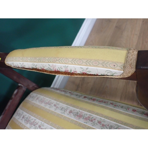 281 - A Victorian mahogany framed Settee, a Lazy Susan, mahogany Piano Stool, Stool and a Bedside Stand