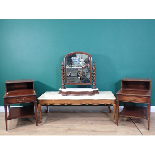 284 - A pair of mahogany Bedside Stands A/F, a marble topped Coffee Table and a Victorian mahogany Dressin... 