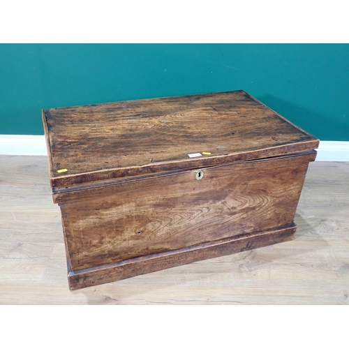 311 - An antique elm Blanket Chest with later fitted filing interior 2ft 10in W x 1ft 5in H