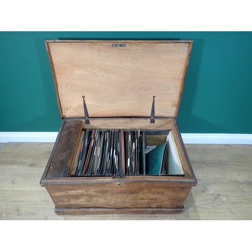 311 - An antique elm Blanket Chest with later fitted filing interior 2ft 10in W x 1ft 5in H