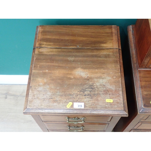 315 - A pair of Victorian walnut Bedside Chests 2ft 3in H x 1ft 4in W and two small Chests