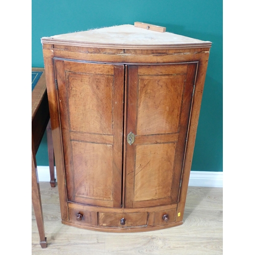 320 - An Edwardian mahogany and strung bow fronted Writing Desk fitted three drawers 3ft 6in W x 2ft 6in H... 