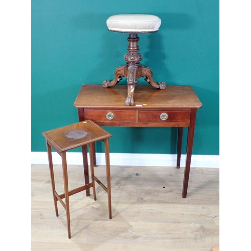 321 - A 19th Century mahogany Side Table fitted two frieze drawers, a nest of three mahogany Tables and a ... 