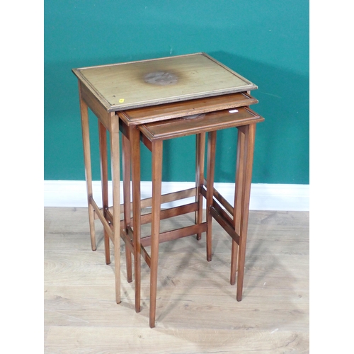 321 - A 19th Century mahogany Side Table fitted two frieze drawers, a nest of three mahogany Tables and a ... 