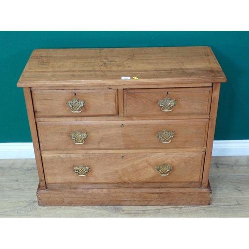 333 - A Victorian satin walnut Chest of two short and two long drawers 3ft W x 2ft 5in H