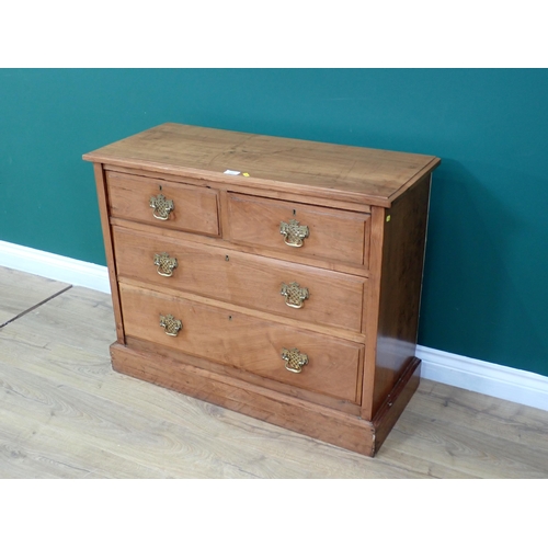 333 - A Victorian satin walnut Chest of two short and two long drawers 3ft W x 2ft 5in H